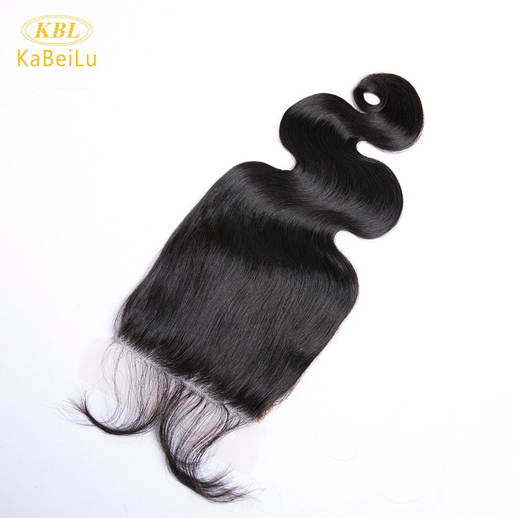 Pre-plucked 5 by 5 transparent lace closure virgin brazilian hair body wave
