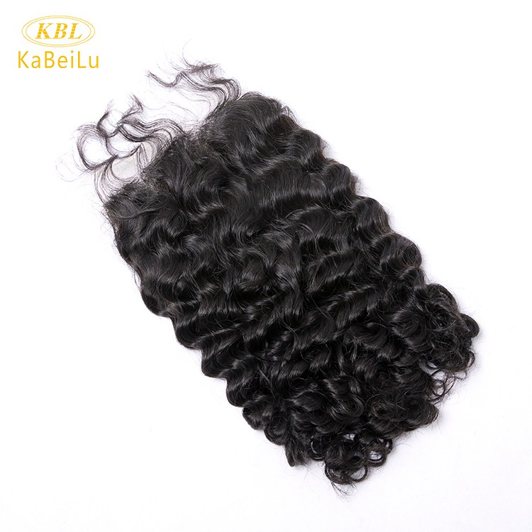 Pre-plucked 5 by 5 transparent lace closure virgin brazilian hair deep wave