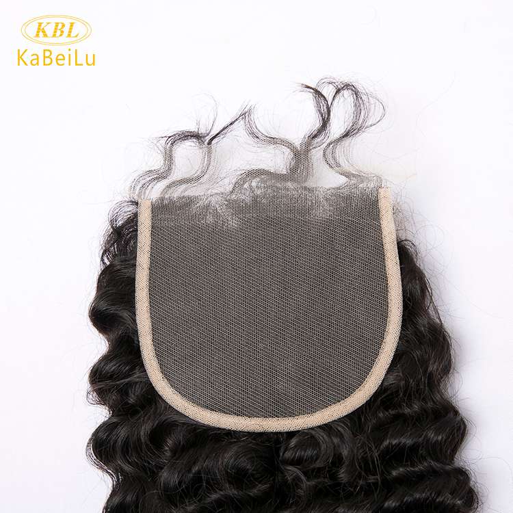 Pre-plucked 5 by 5 transparent lace closure virgin brazilian hair deep wave