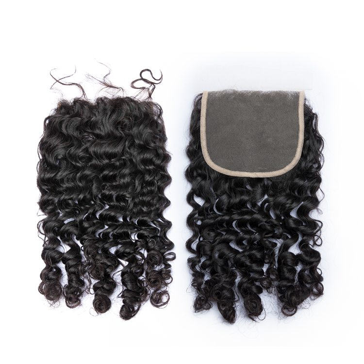 Kabeilu hair brazilian raw hair swiss lace Closure 5x5 Pre-Plucked deep wave