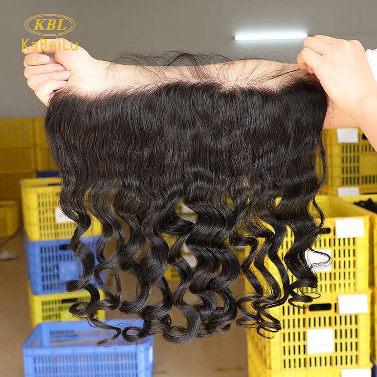 KBL HAIR Virgin brazilian human  Loose  wave Ear To Ear 13X5 Lace Frontal in transparent lace