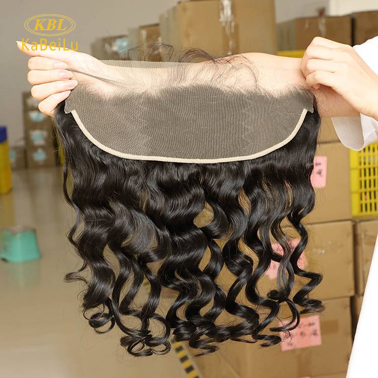 KBL HAIR Virgin brazilian human  Loose  wave Ear To Ear 13X5 Lace Frontal in transparent lace