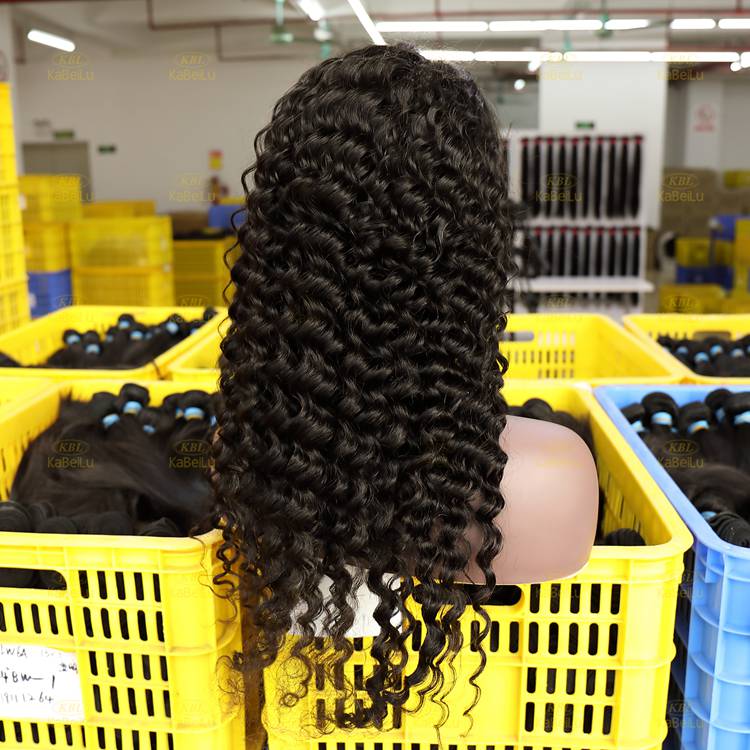 Wholesale 180% Frontal Lace Wig natural black Color deep wave