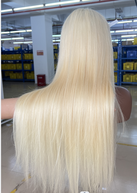613 Platinum Blonde Blue Rubber Hair Customize Color And Made Into Wig