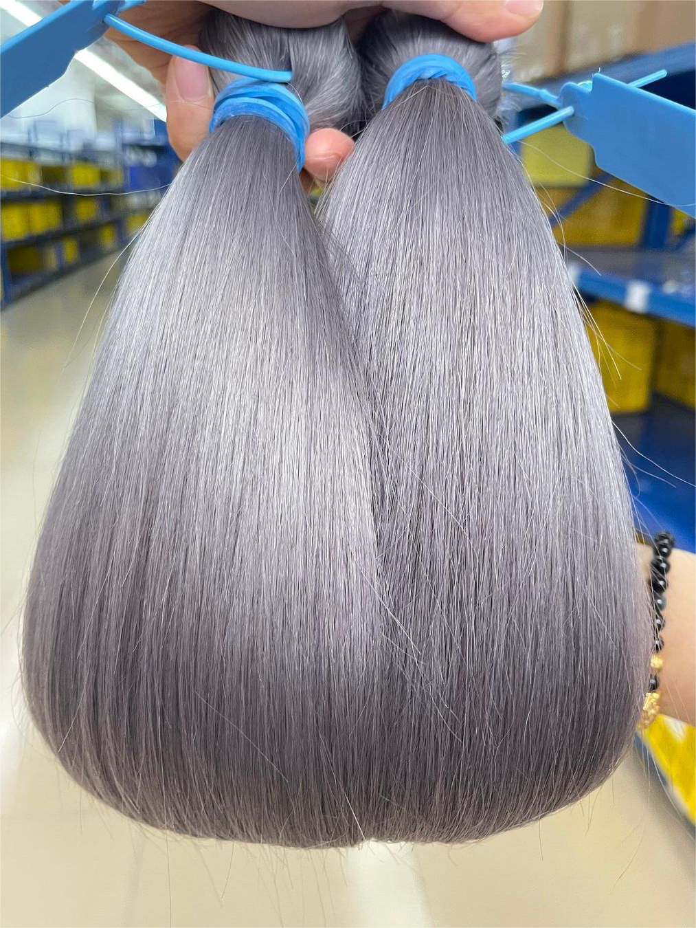 Light Grey Blue Rubber Hair Bundles