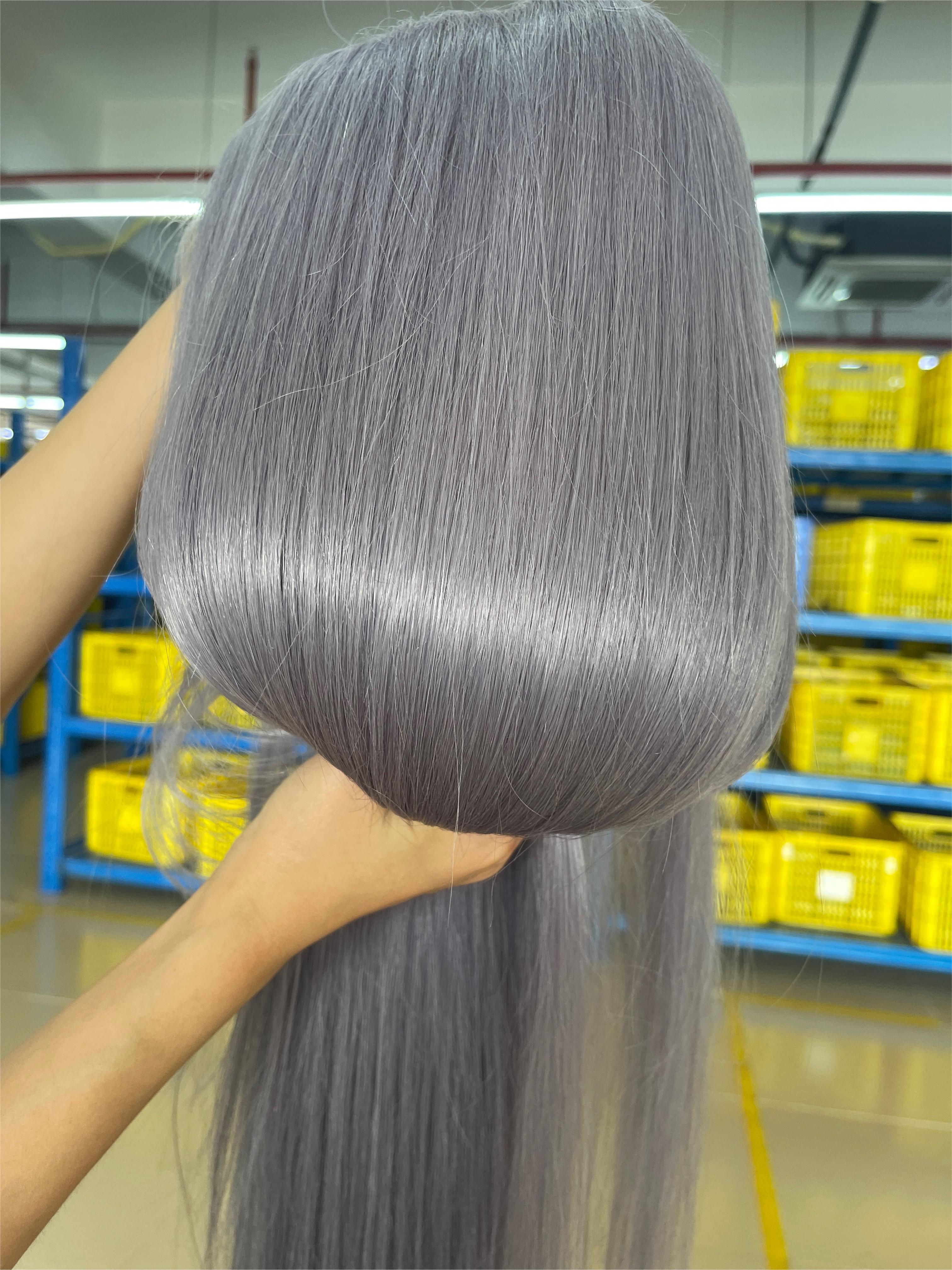 Light Grey Blue Rubber Hair Bundles